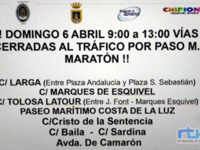 Anuncian las calles cerradas al tráfico en la mañana del domingo por la Media Maratón Costa de la Luz