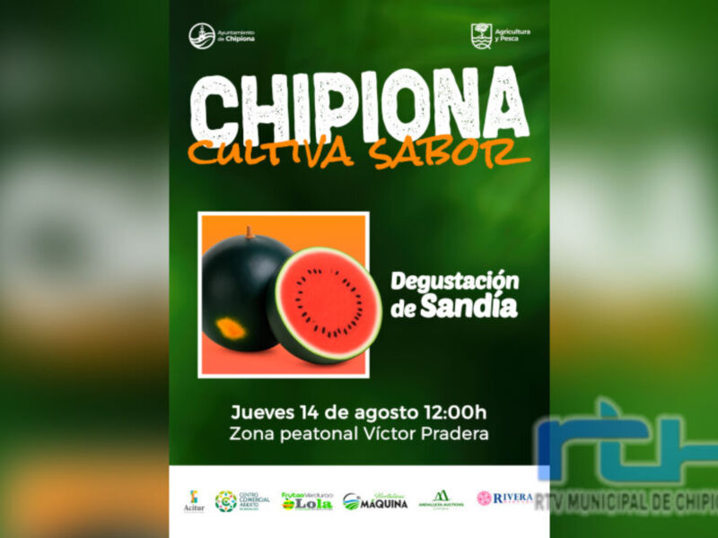 Degustación de Sandía en Chipiona, 14 de agosto a las 12:00h en la Zona Peatonal Víctor Pradera.