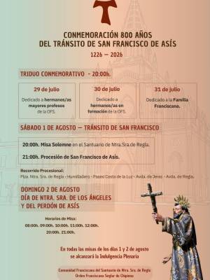 El Santuario de Nuestra Señora de Regla inicia mañana los actos de la conmemoración de los 800 años del tránsito de San Francisco de Asís
